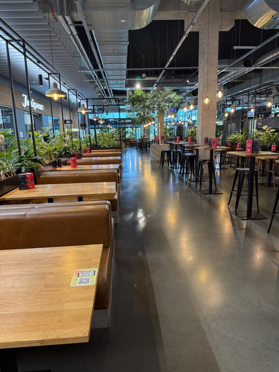 Tables with Eatix QR codes in the SĀGA shopping centre food court